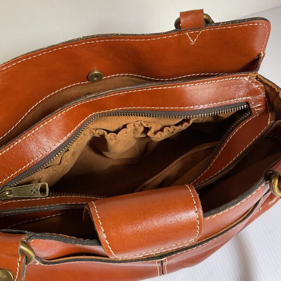 Patricia Nash Brown Leather Satchel Shoulder Bag Tote Purse Women’s Medium - Picture 10 of 14